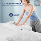EMONIA Bed Pillows 2 Pack, Luxury Hotel Soft Pillows with Down Alternative Fiber & Shredded Memory Foam, Gusseted Design for Back/Stomach/Side Sleepers