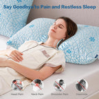 EMONIA Cooling Memory Foam Queen Pillows Set of 2,Adjustable Support & Heat Dissipation Tech for Side,Back,Stomach & Hot Sleepers, OEKO-TEX Certified (30"x20")