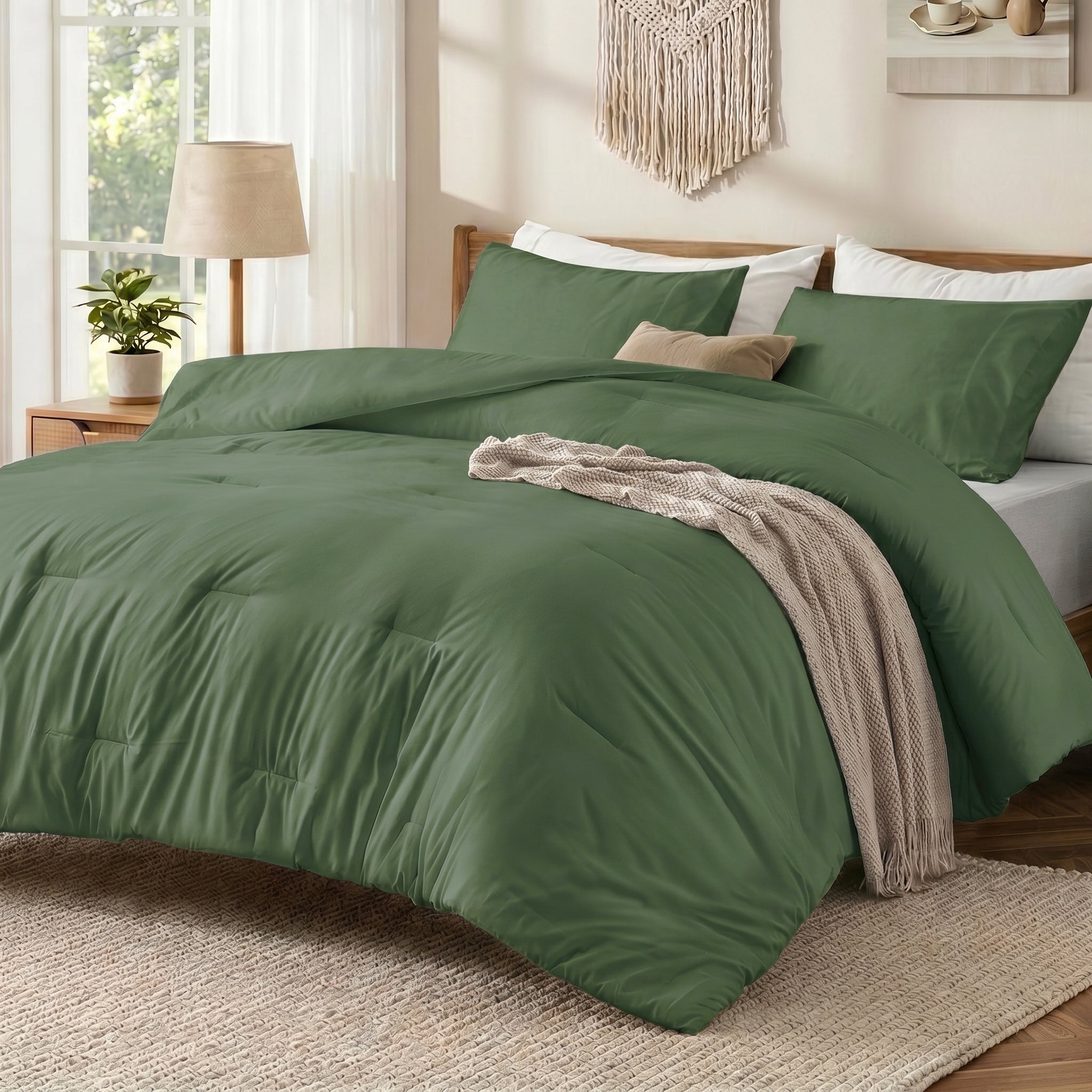 EMONIA 3-Piece Queen Comforter Set,Soft & Cozy Washed Brushed Micro-Poly Down Alternative Bedding Set,Lightweight Fluffy Reversible Bed in a Bag