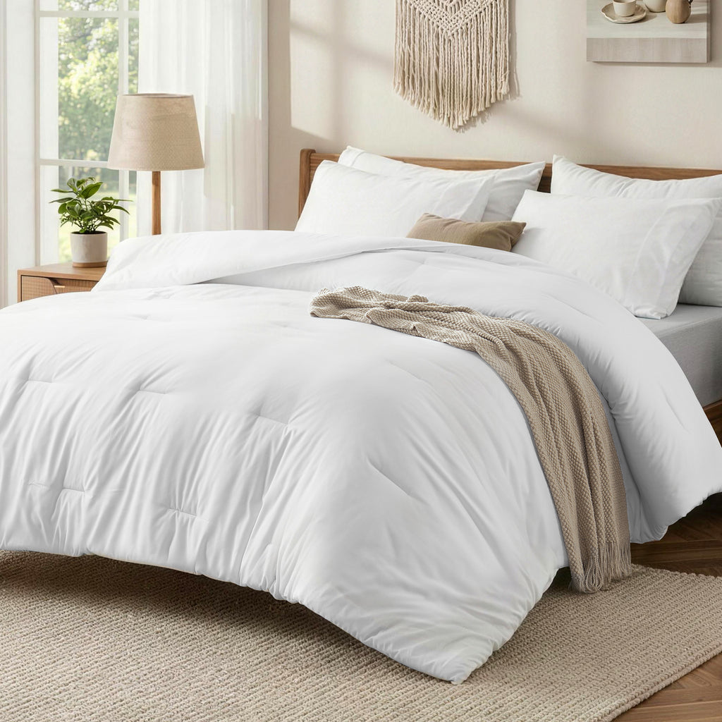 EMONIA 3-Piece Queen Comforter Set,Soft & Cozy Washed Brushed Micro-Poly Down Alternative Bedding Set,Lightweight Fluffy Reversible Bed in a Bag
