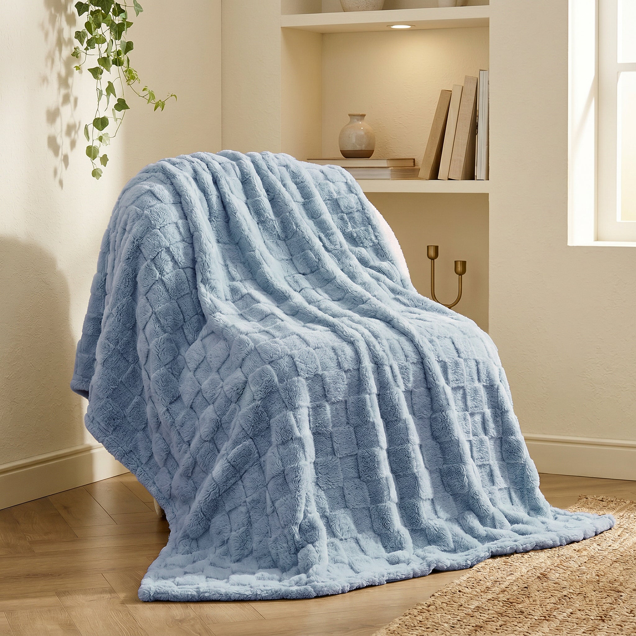 EMONIA Soft Throws for Sofa, Cozy Checkered Blanket Gifts for Women Men, Warm Fleece Throw Blanket for Couch Bed, Home Decor Blankets and Throws