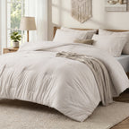 EMONIA 3-Piece Queen Comforter Set,Soft & Cozy Washed Brushed Micro-Poly Down Alternative Bedding Set,Lightweight Fluffy Reversible Bed in a Bag