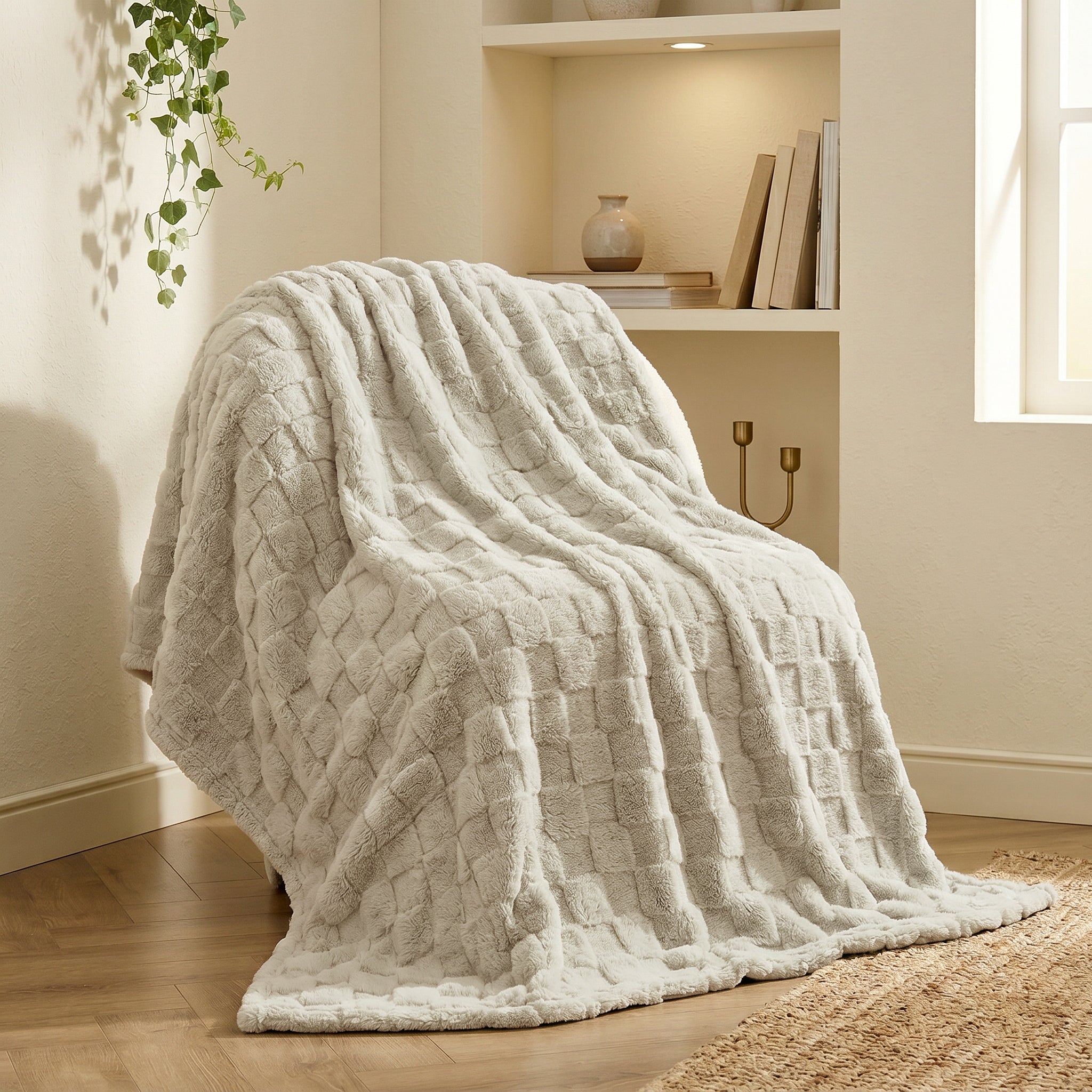 EMONIA Soft Throws for Sofa, Cozy Checkered Blanket Gifts for Women Men, Warm Fleece Throw Blanket for Couch Bed, Home Decor Blankets and Throws