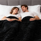 EMONIA White Fleece Throw Blanket for Couch, 320GSM Super Soft Cozy Blankets and Throws, Decorative Fleece Blankets for Women Men Gifts, Throws with Stripes for Sofa Bed Decor