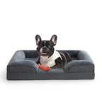 EMONIA Dog Sofa Bed for Small Dogs,Washable Small Sized Orthopedic Dog Bed with Removable Cover,Waterproof Egg-Crate Foam Pet Couch Nonslip Small/Medium/Large Bloster Dog Bed with Sides,Grey