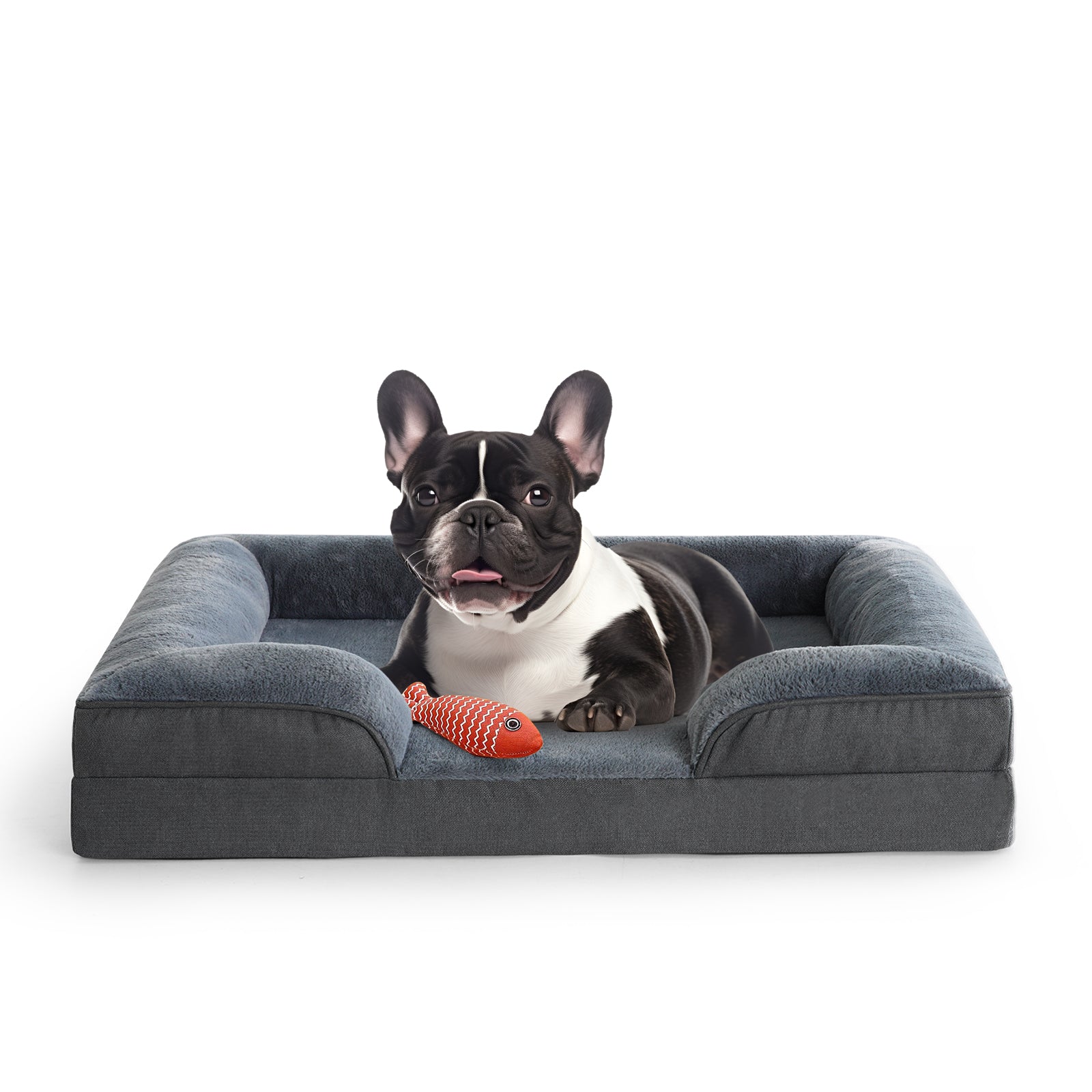 EMONIA Dog Sofa Bed for Small Dogs,Washable Small Sized Orthopedic Dog Bed with Removable Cover,Waterproof Egg-Crate Foam Pet Couch Nonslip Small/Medium/Large Bloster Dog Bed with Sides,Grey