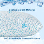 EMONIA Cooling Memory Foam Queen Pillows Set of 2,Adjustable Support & Heat Dissipation Tech for Side,Back,Stomach & Hot Sleepers, OEKO-TEX Certified (30"x20")