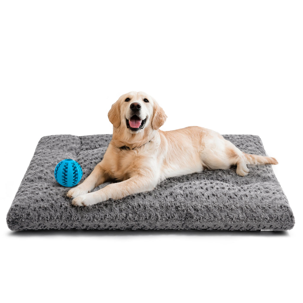 EMONIA Dog Beds Crate Pad,Super Soft Fabric Machine Washable & Anti Slip, Kennel Mat Suitable for Large, and Medium Dogs,Gray
