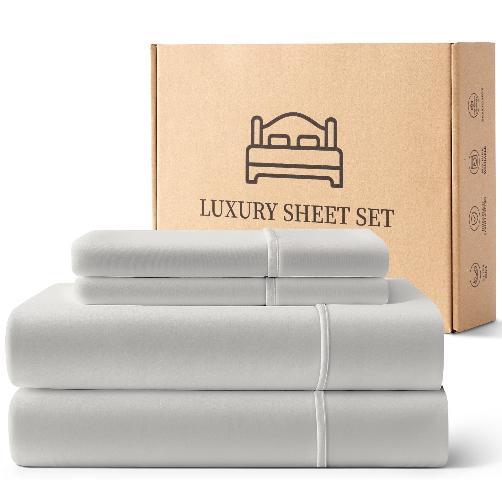 Light Gray Bed Sheet 4-piece