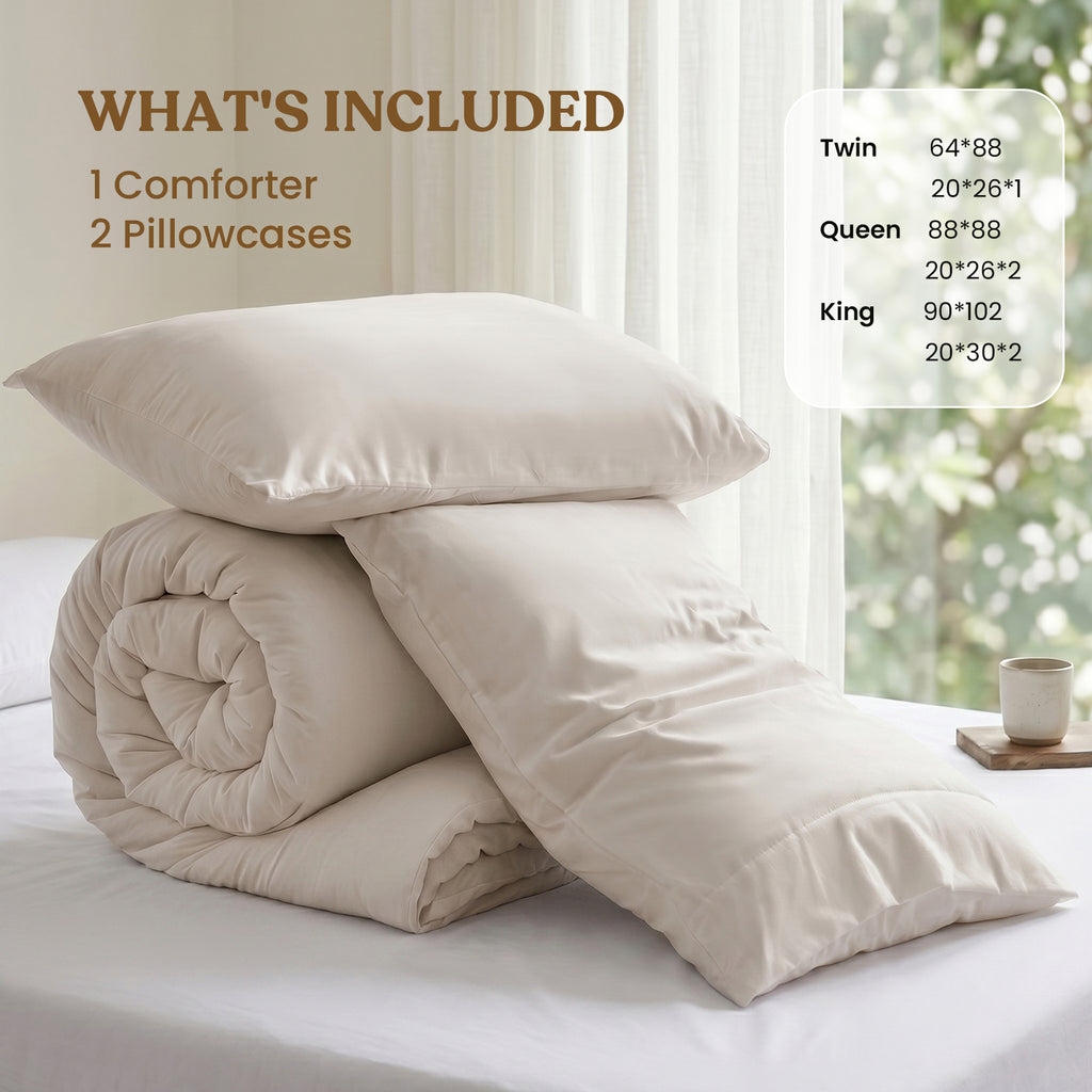 EMONIA 3-Piece Queen Comforter Set,Soft & Cozy Washed Brushed Micro-Poly Down Alternative Bedding Set,Lightweight Fluffy Reversible Bed in a Bag