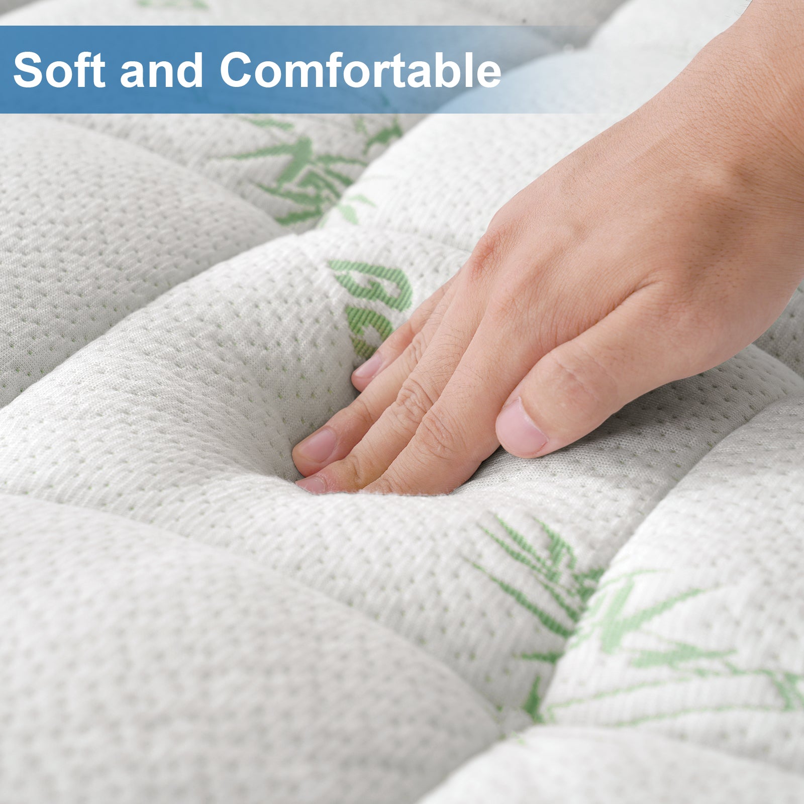 EMONIA Mattress Pad Pillow Top Mattress Cover Breathable Soft Viscose Made from Bamboo Mattress Protector Deep Pocket Fits 8-21 Inches