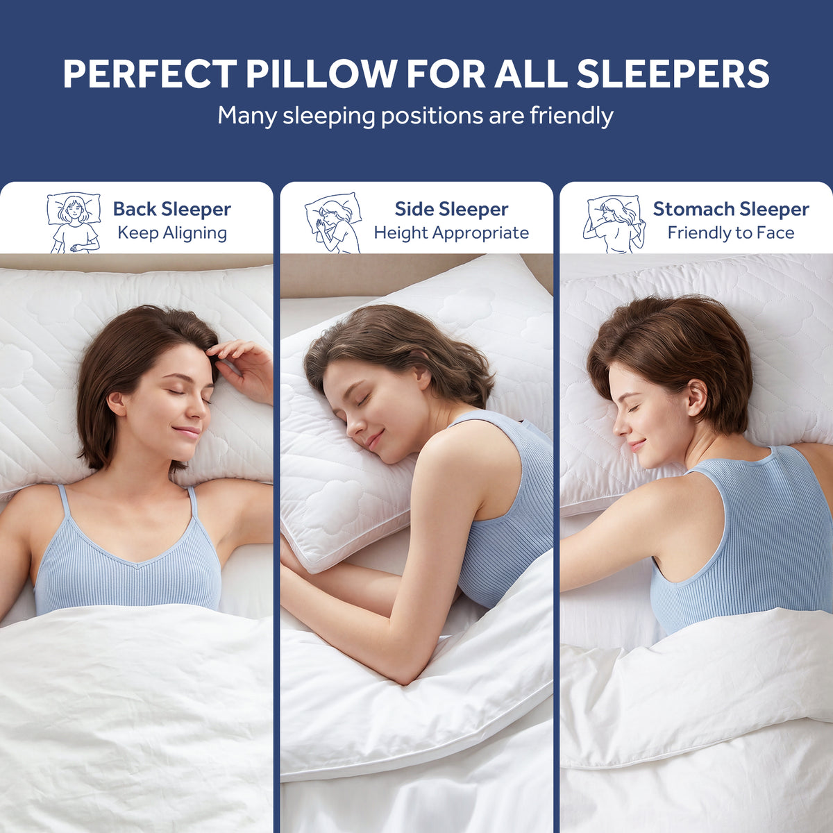 EMONIA Bed Pillows 2 Pack, Luxury Hotel Soft Pillows with Down Alternative Fiber & Shredded Memory Foam, Gusseted Design for Back/Stomach/Side Sleepers
