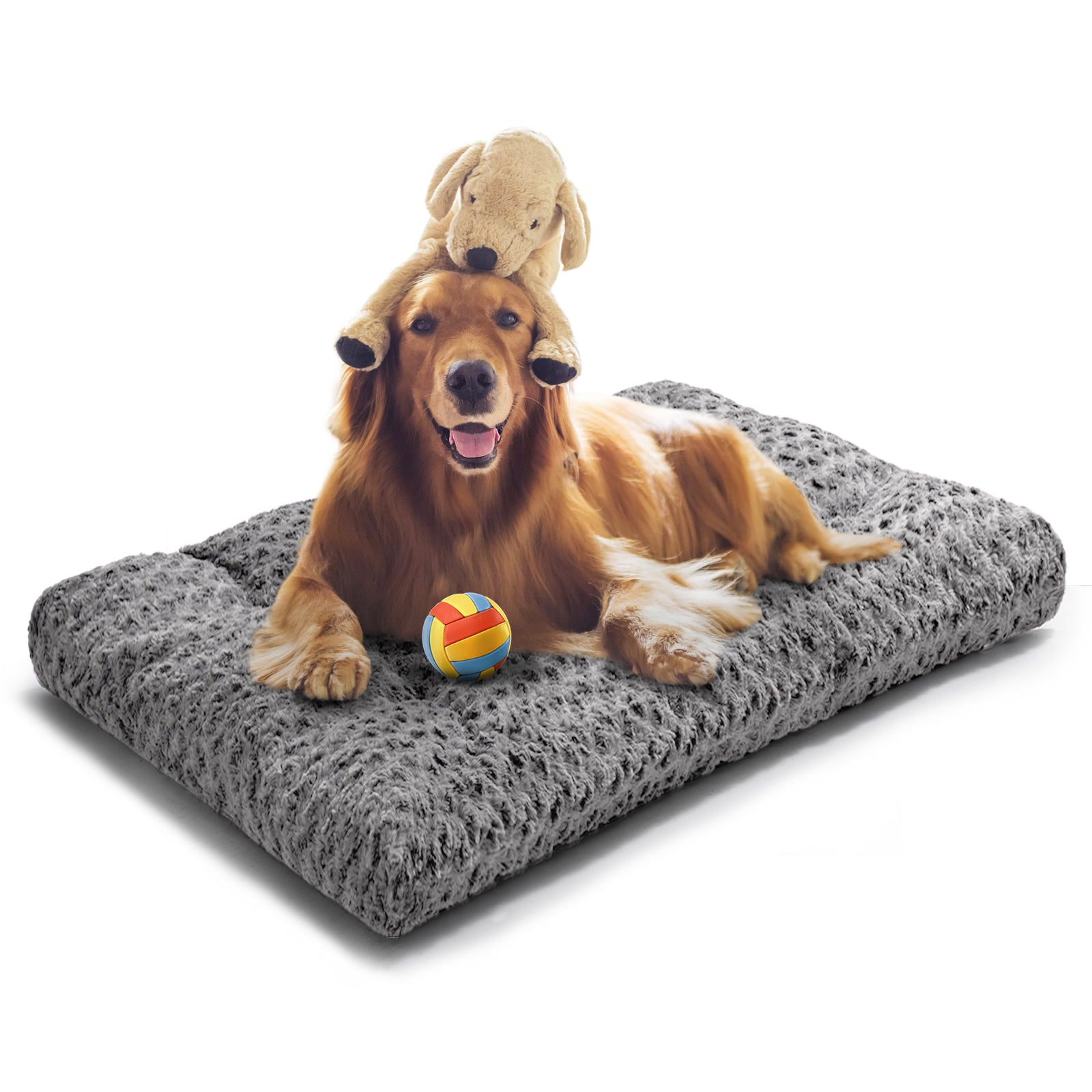 EMONIA Dog Beds Crate Pad,Super Soft Fabric Machine Washable & Anti Slip, Kennel Mat Suitable for Large, and Medium Dogs,Gray