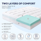 EMONIA 4 Inch Dual Layer Memory Foam Mattress Topper, 2 Inch Cooling Gel Memory Foam Plus 2 Inch 100% 400TC Soft Extra Thick Mattress Pad Pillow Top Cover with 8-21" Deep Pocket for Back Pain