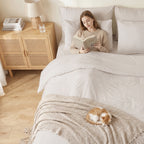EMONIA 3-Piece Queen Comforter Set,Soft & Cozy Washed Brushed Micro-Poly Down Alternative Bedding Set,Lightweight Fluffy Reversible Bed in a Bag