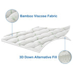 EMONIA Mattress Pad Pillow Top Mattress Cover Breathable Soft Viscose Made from Bamboo Mattress Protector Deep Pocket Fits 8-21 Inches