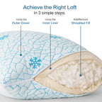 EMONIA Cooling Memory Foam Queen Pillows Set of 2,Adjustable Support & Heat Dissipation Tech for Side,Back,Stomach & Hot Sleepers, OEKO-TEX Certified (30"x20")