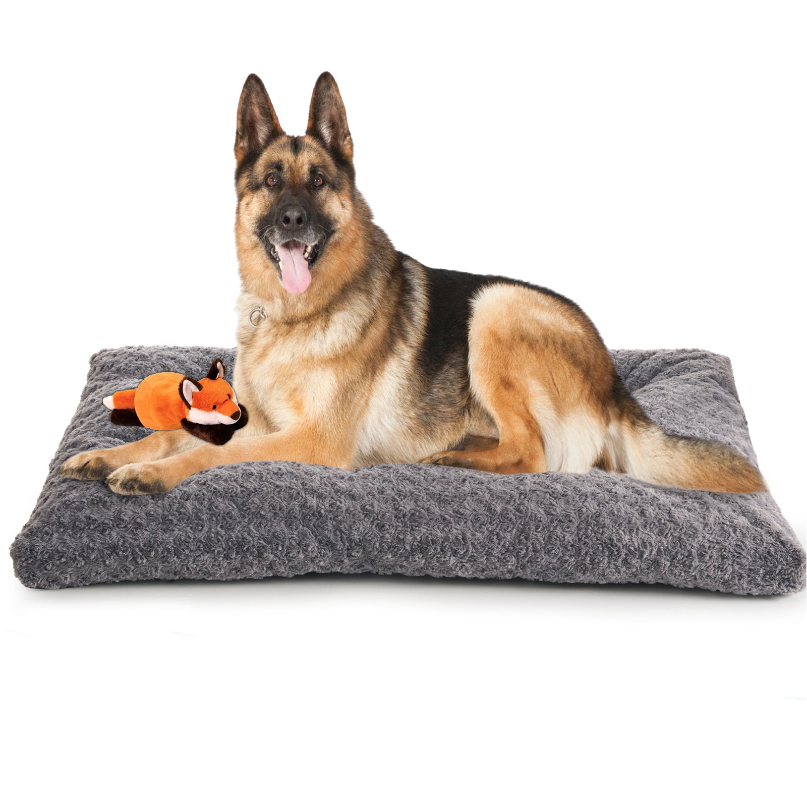 EMONIA Dog Beds Crate Pad,Super Soft Fabric Machine Washable & Anti Slip, Kennel Mat Suitable for Large, and Medium Dogs,Gray