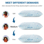 EMONIA Cooling Memory Foam Queen Pillows Set of 2,Adjustable Support & Heat Dissipation Tech for Side,Back,Stomach & Hot Sleepers, OEKO-TEX Certified (30"x20")