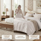 EMONIA 3-Piece Queen Comforter Set,Soft & Cozy Washed Brushed Micro-Poly Down Alternative Bedding Set,Lightweight Fluffy Reversible Bed in a Bag