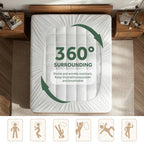 EMONIA Mattress Pad Pillow Top Mattress Cover Breathable Soft Viscose Made from Bamboo Mattress Protector Deep Pocket Fits 8-21 Inches