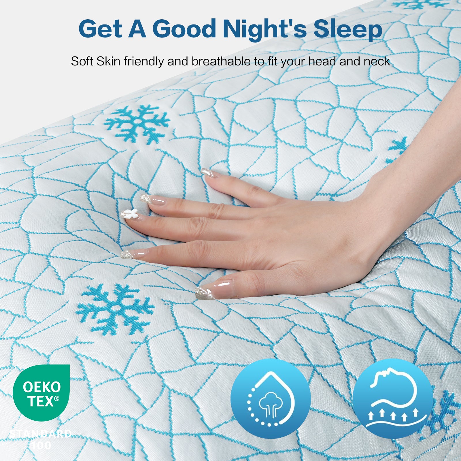EMONIA Cooling Memory Foam Queen Pillows Set of 2,Adjustable Support & Heat Dissipation Tech for Side,Back,Stomach & Hot Sleepers, OEKO-TEX Certified (30"x20")