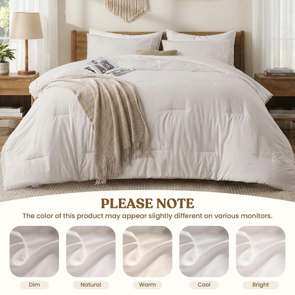 EMONIA 3-Piece Queen Comforter Set,Soft & Cozy Washed Brushed Micro-Poly Down Alternative Bedding Set,Lightweight Fluffy Reversible Bed in a Bag