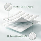 EMONIA Mattress Pad Pillow Top Mattress Cover Breathable Soft Viscose Made from Bamboo Mattress Protector Deep Pocket Fits 8-21 Inches