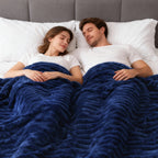 EMONIA White Fleece Throw Blanket for Couch, 320GSM Super Soft Cozy Blankets and Throws, Decorative Fleece Blankets for Women Men Gifts, Throws with Stripes for Sofa Bed Decor
