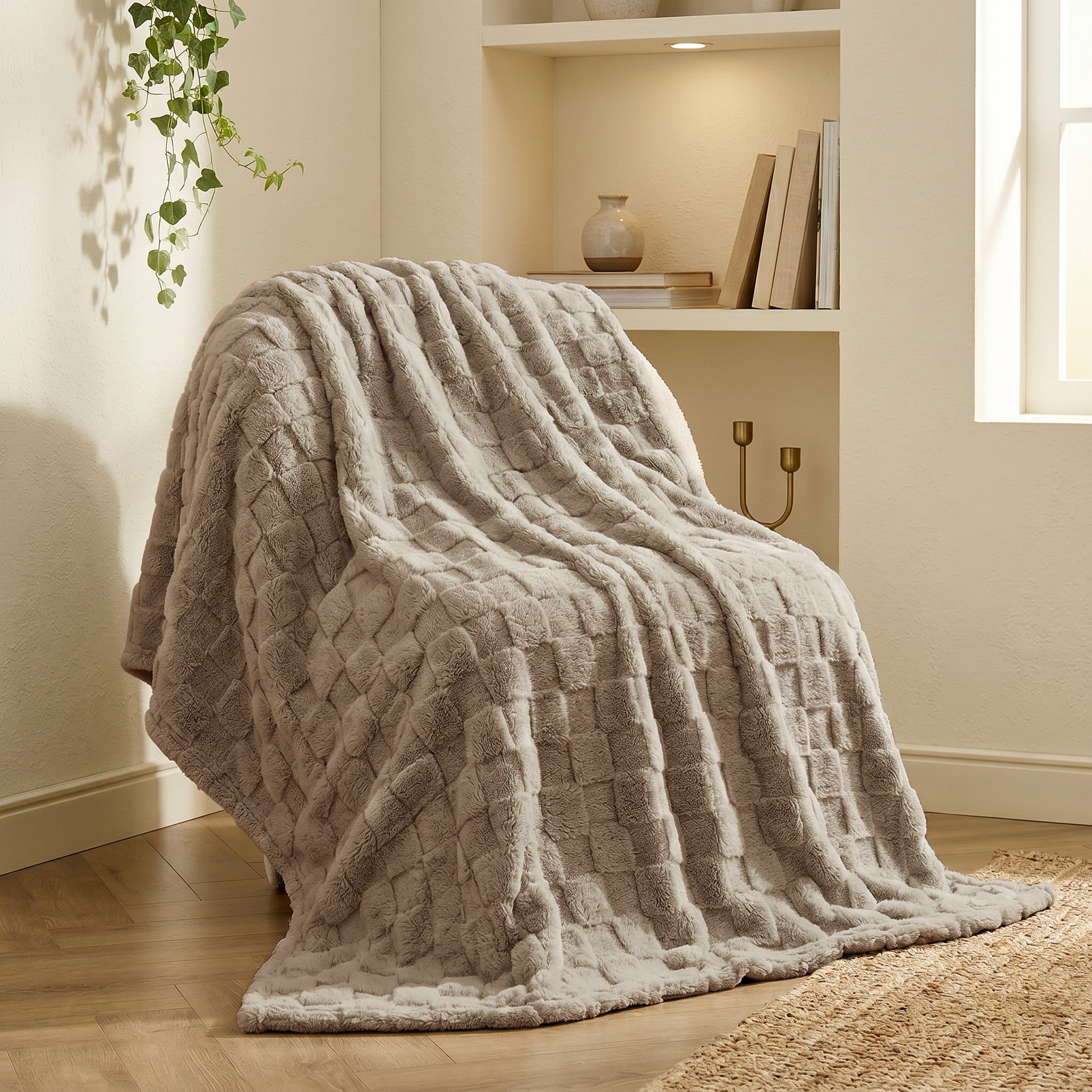 EMONIA Soft Throws for Sofa, Cozy Checkered Blanket Gifts for Women Men, Warm Fleece Throw Blanket for Couch Bed, Home Decor Blankets and Throws