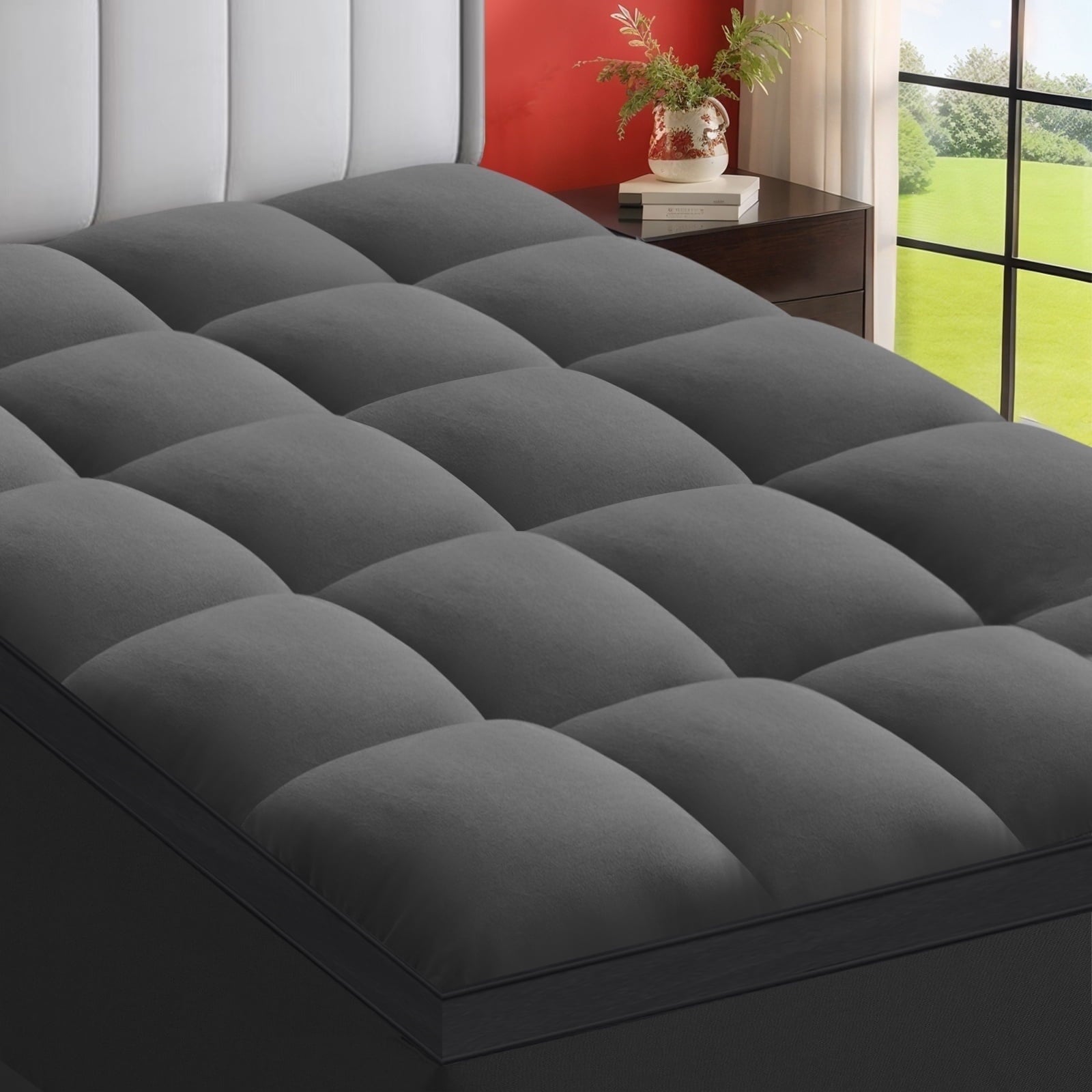 Dark Gray Mattress Topper