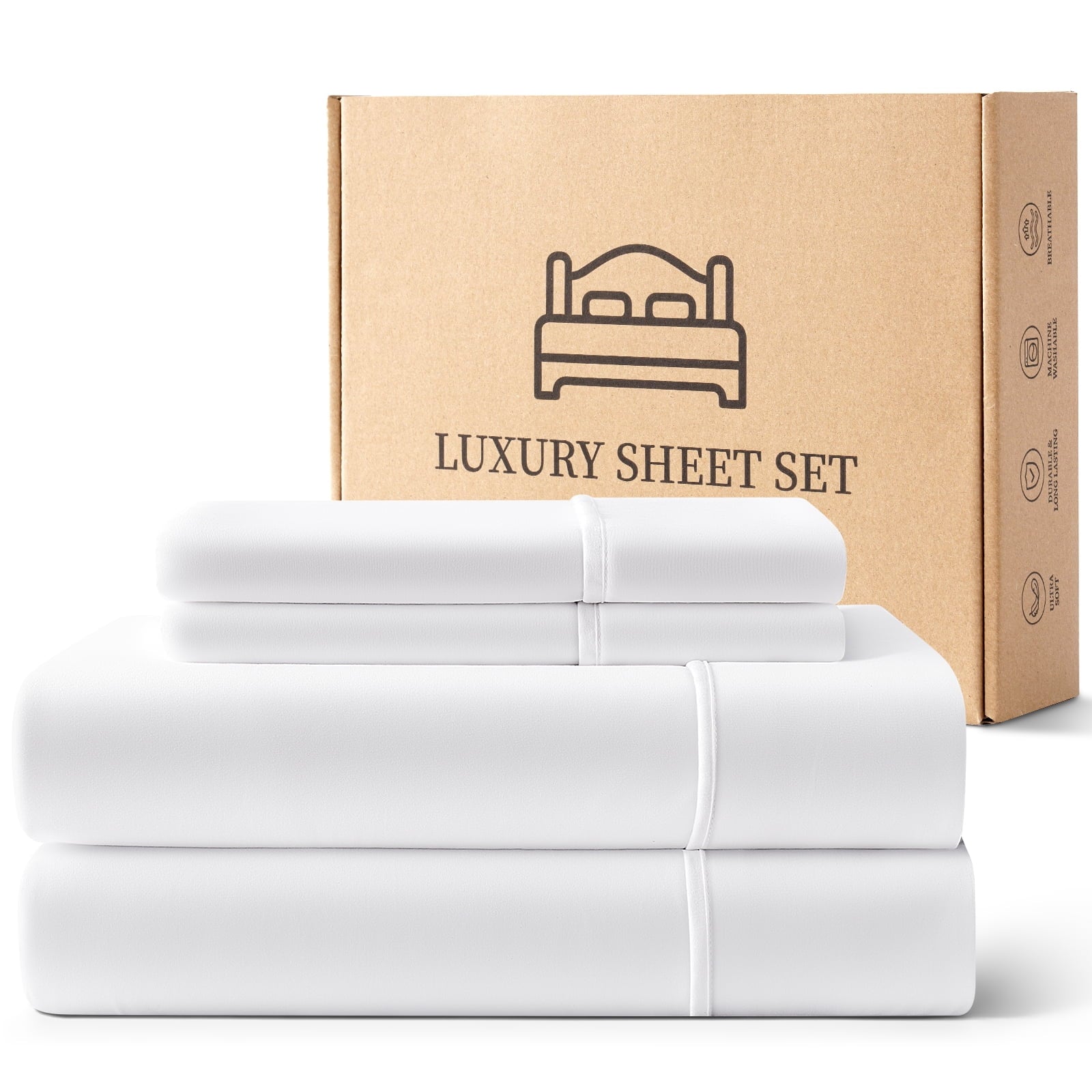 White Bed Sheet 4-piece