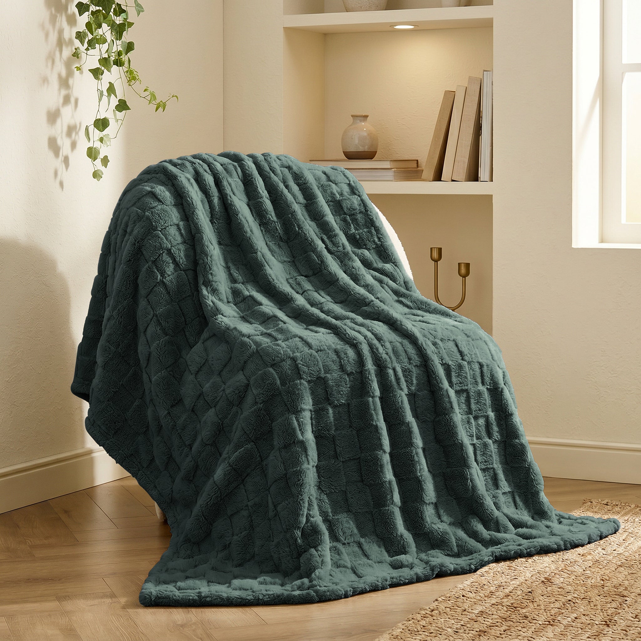 EMONIA Soft Throws for Sofa, Cozy Checkered Blanket Gifts for Women Men, Warm Fleece Throw Blanket for Couch Bed, Home Decor Blankets and Throws